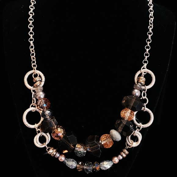 Smokey quartz, Pearl, Labradorite& Silver Necklace - Picture 2 of 5
